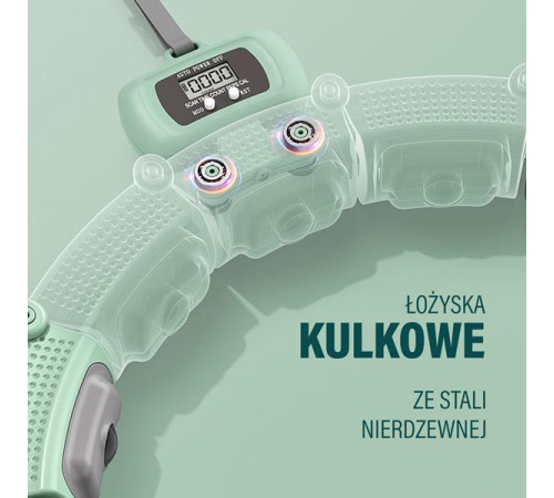 КОМПЛЕКТ ОБРУЧ HULA HOOP МАГНІТНИЙ ЗЕЛЕНИЙ HHM14 З ОБТЯЖУВАЛЬНИКОМ + ЛІЧИЛЬНИК HMS + ПІДТРИМКА НА ТАЛІЇ BR163 ЧОРНИЙ ПЛЮС РОЗМІР