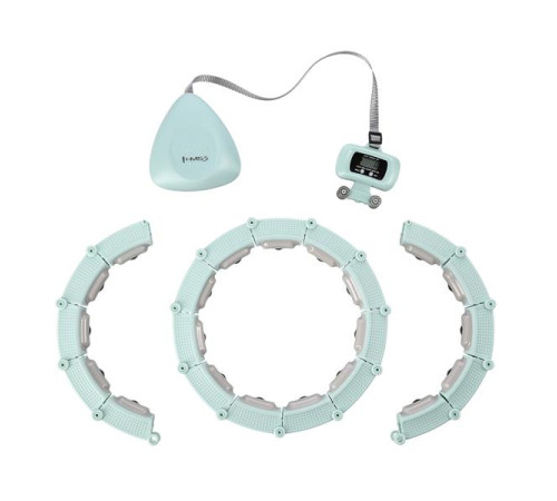 КОМПЛЕКТ ОБРУЧ HULA HOOP МАГНІТНИЙ ЗЕЛЕНИЙ HHM14 З ОБТЯЖУВАЛЬНИКОМ + ЛІЧИЛЬНИК HMS + ПІДТРИМКА НА ТАЛІЇ BR163 ЧОРНИЙ ПЛЮС РОЗМІР