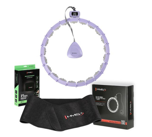 КОМПЛЕКТ ХУЛА-ХУП МАГНІТНИЙ ФІОЛЕТОВИЙ HHM14 З ГАРЮ + ЛІЧИЛЬНИК HMS + ПІДТРИМКА НА ТАЛІЇ BR163 ЧОРНИЙ ПЛЮЗ РОЗМІР