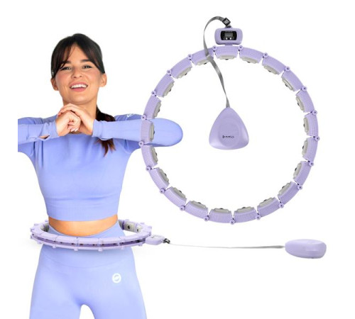 КОМПЛЕКТ ХУЛА-ХУП МАГНІТНИЙ ФІОЛЕТОВИЙ HHM14 З ГАРЮ + ЛІЧИЛЬНИК HMS + ПІДТРИМКА НА ТАЛІЇ BR163 ЧОРНИЙ ПЛЮЗ РОЗМІР