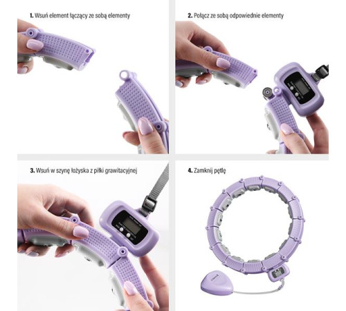 КОМПЛЕКТ ХУЛА-ХУП МАГНІТНИЙ ФІОЛЕТОВИЙ HHM14 З ГАРЮ + ЛІЧИЛЬНИК HMS + ПІДТРИМКА НА ТАЛІЇ BR163 ЧОРНИЙ ПЛЮЗ РОЗМІР