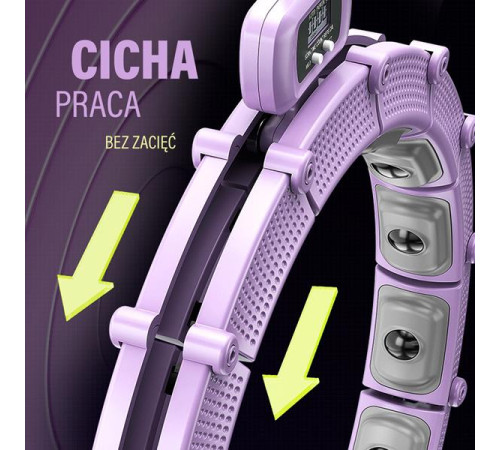 КОМПЛЕКТ ХУЛА-ХУП МАГНІТНИЙ ФІОЛЕТОВИЙ HHM14 З ГАРЮ + ЛІЧИЛЬНИК HMS + ПІДТРИМКА НА ТАЛІЇ BR163 ЧОРНИЙ ПЛЮЗ РОЗМІР