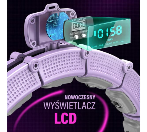 КОМПЛЕКТ ХУЛА-ХУП МАГНІТНИЙ ФІОЛЕТОВИЙ HHM14 З ГАРЮ + ЛІЧИЛЬНИК HMS + ПІДТРИМКА НА ТАЛІЇ BR163 ЧОРНИЙ ПЛЮЗ РОЗМІР