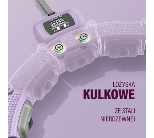 КОМПЛЕКТ ХУЛА-ХУП МАГНІТНИЙ ФІОЛЕТОВИЙ HHM14 З ГАРЮ + ЛІЧИЛЬНИК HMS + ПІДТРИМКА НА ТАЛІЇ BR163 ЧОРНИЙ ПЛЮЗ РОЗМІР
