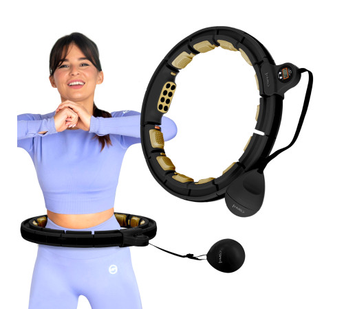 Хула-хуп магнітний HMS HHM13 з лічильником та навантаженням, чорно-золотий