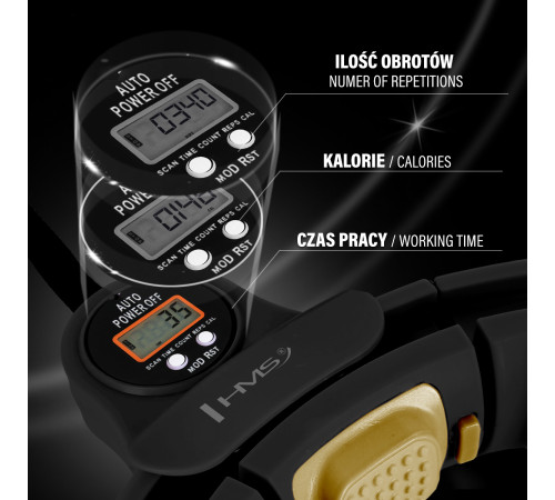 Хула-хуп магнітний HMS HHM13 з лічильником та навантаженням, чорно-золотий