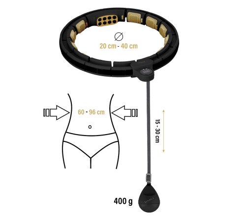 Хула-хуп магнітний HMS HHM13 з лічильником та навантаженням, чорно-золотий