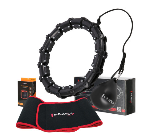 Хула-хуп масажний HMS HHW02 з навантаженнямта поясом для схуднення BR163, чорно-червоний