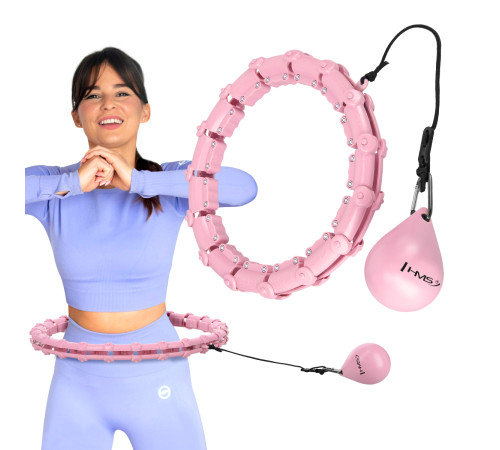 Хула-хуп масажний HMS HHW02 з навантаженням та поясом для схуднення BR163, рожевий