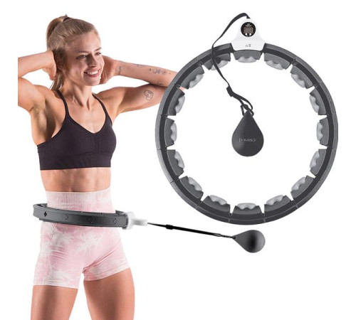 Хула-хуп HMS HHW06 з лічильником, навантаженням та поясом для схуднення BR163, чорний