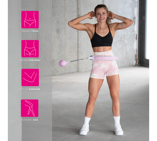 Хула-хуп HMS HHW06 з лічильником, навантаженням та поясом для схуднення BR163, рожевий