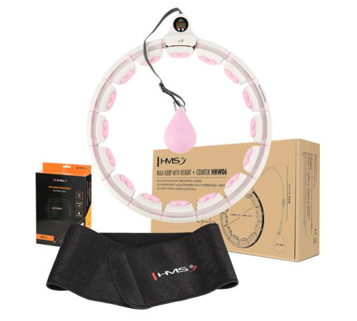 Хула-хуп HMS HHW06 з лічильником, навантаженням та поясом для схуднення BR163, рожевий