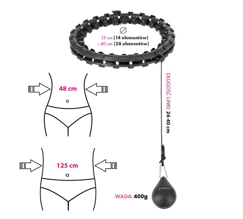 Обруч з вагою HMS HHW12 PLUS SIZE чорний Обруч з вагою HMS HHW12 PLUS SIZE чорний