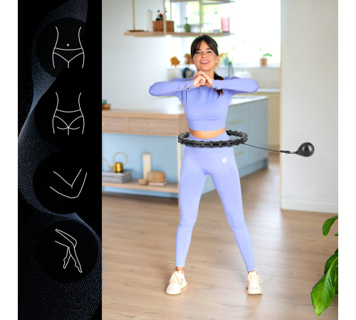 Хула-хуп масажний HMS HHM15 з навантаженням та поясом для схуднення BR16 Plus Size, чорний