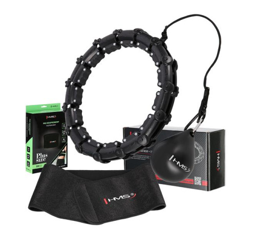 Хула-хуп масажний HMS HHM15 з навантаженням та поясом для схуднення BR16 Plus Size, чорний
