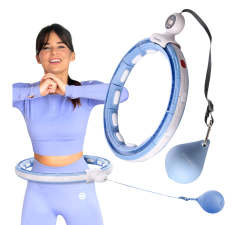 Хула-хуп магнітний HMS HHM15 з лічильником, навантаженням та поясом для схуднення BR16, блакитний
