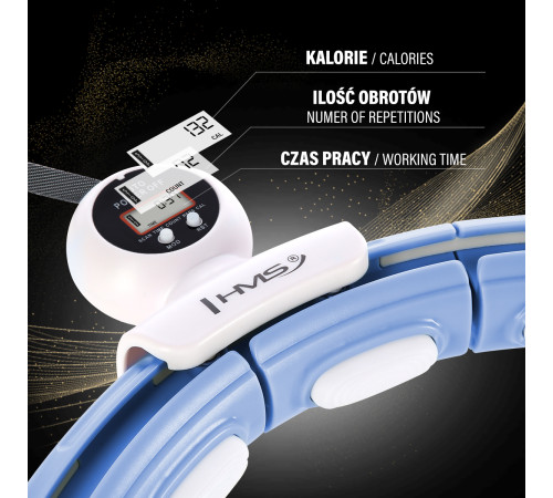 Хула-хуп магнітний HMS HHM15 з лічильником, навантаженням та поясом для схуднення BR16, блакитний