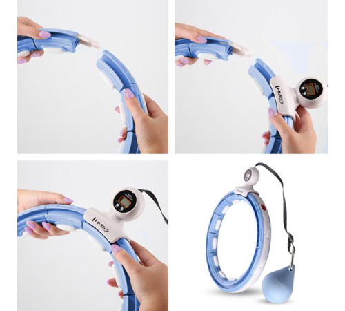 Хула-хуп магнітний HMS HHM15 з лічильником, навантаженням та поясом для схуднення BR16, блакитний