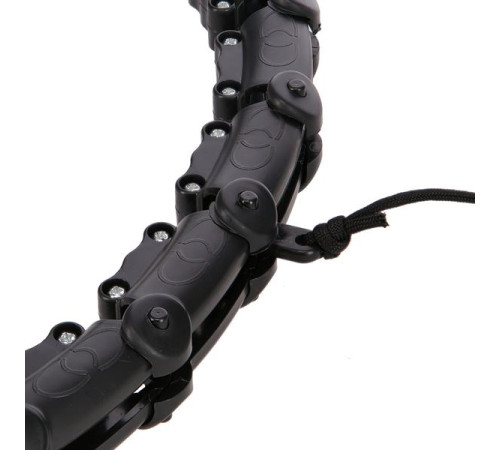 КОМПЛЕКТ HULA HOOP HHW02 ЧОРНИЙ З ОБтяжувачем HMS + ПІДТРИМКА НА ТАЛІЇ BR163 ЧОРНИЙ ПЛЮЗ РОЗМІР