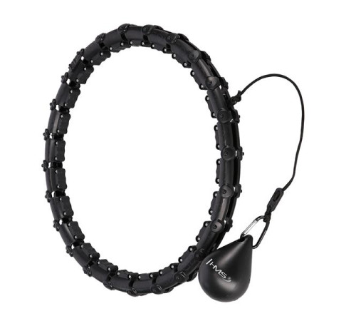 КОМПЛЕКТ HULA HOOP HHW02 ЧОРНИЙ З ОБтяжувачем HMS + ПІДТРИМКА НА ТАЛІЇ BR163 ЧОРНИЙ ПЛЮЗ РОЗМІР