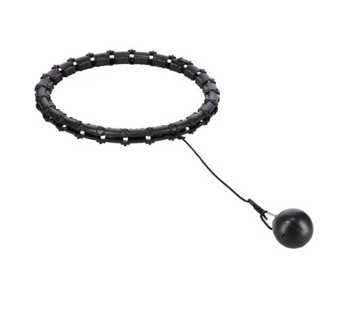 КОМПЛЕКТ HULA HOOP HHW02 ЧОРНИЙ З ОБтяжувачем HMS + ПІДТРИМКА НА ТАЛІЇ BR163 ЧОРНИЙ ПЛЮЗ РОЗМІР