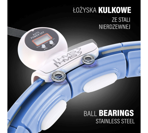 Хула-хуп магнітний HMS HHM15 з лічильником, навантаженням та поясом для схуднення BR16 Plus Size, блакитний