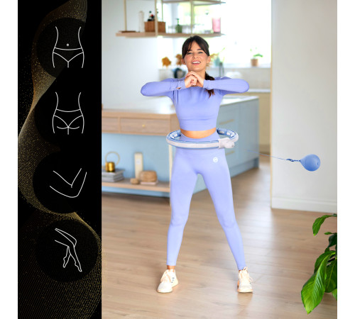 Хула-хуп магнітний HMS HHM15 з лічильником, навантаженням та поясом для схуднення BR16 Plus Size, блакитний