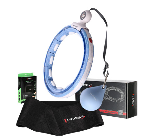 Хула-хуп магнітний HMS HHM15 з лічильником, навантаженням та поясом для схуднення BR16 Plus Size, блакитний