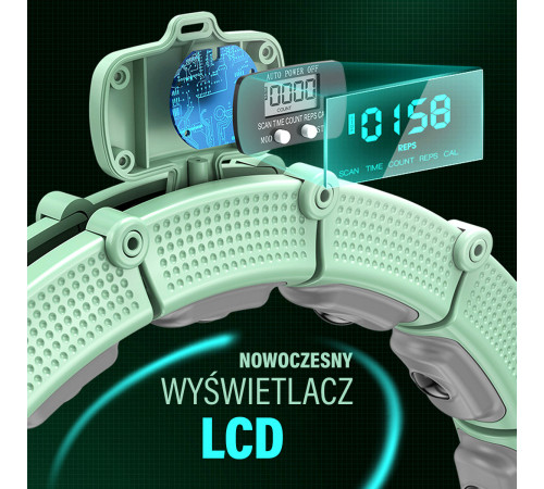 Хула-хуп магнітний HMS HHM14 з лічильником, навантаженням та поясом для схуднення BR163, зелений