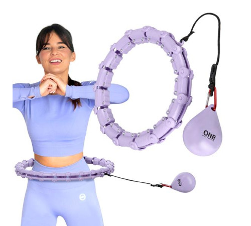 Хула-хуп масажний One Fitness OHA02 з навантаженням та поясом для схуднення BR160, фіолетовий