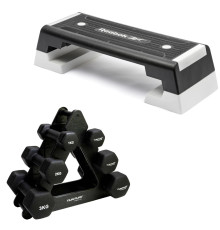 Степ-платформа Reebok Step Set зі стійкою з гантелями Tunturi 