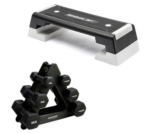 Степ-платформа Reebok Step Set зі стійкою з гантелями Tunturi