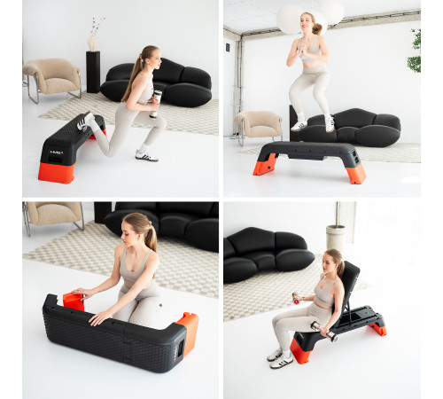 Степ-платформа з функцією лави HMS AS009 PRO, чорно-помаранчева