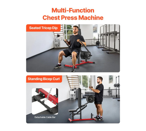 Тренажер для жиму VEVOR 204 кг, чорно-червоний