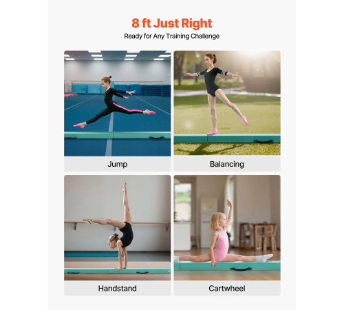 Дитяча гімнастична балка VEVOR SWS8EVAPU 2,35, м'ятно-зелений