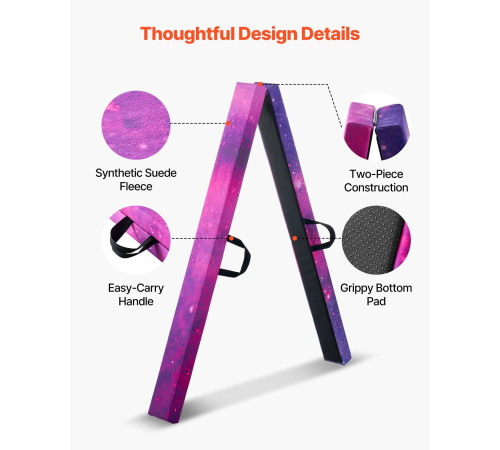 Дитяча гімнастична балка VEVOR MD-105 2,38 м, фіолетова