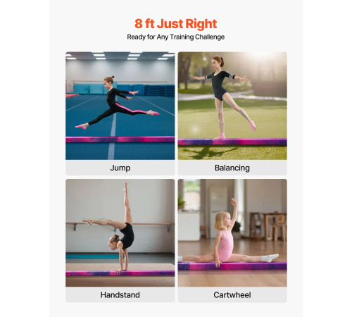 Дитяча гімнастична балка VEVOR MD-105 2,38 м, фіолетова