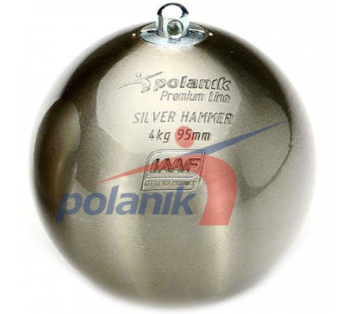 Змагальний молот з нержавіючої сталі 4 кг, Polanik Premium Line Silver Hammer, IAAF I-10-0465