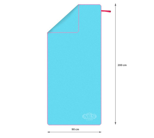 Рушник з мікрофібри NCR13 200x90 cm NILS CAMP - блакитний з рожевим елементом