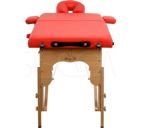 Масажний стіл Bodyfit 2-сегментний дерев'яний, червоний