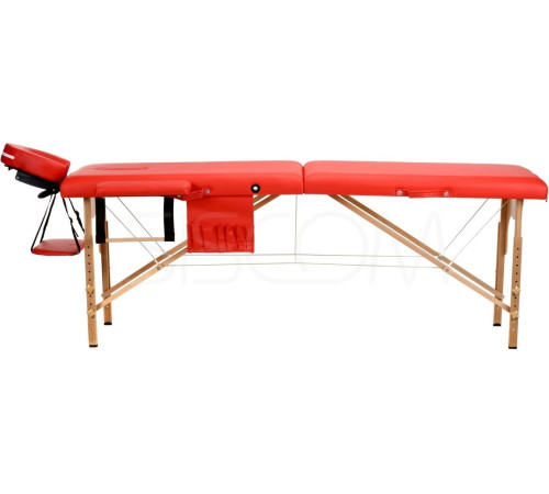 Масажний стіл Bodyfit 2-сегментний дерев'яний, червоний