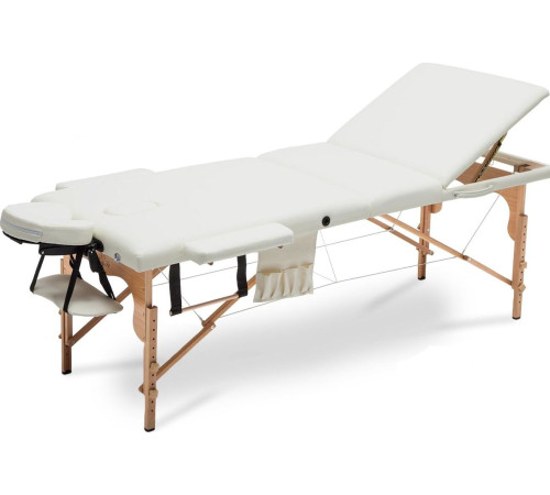Масажний стіл Bodyfit XXL 3-сегментний дерев'яний, білий