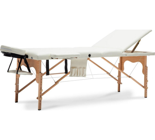 Масажний стіл Bodyfit XXL 3-сегментний дерев'яний, білий