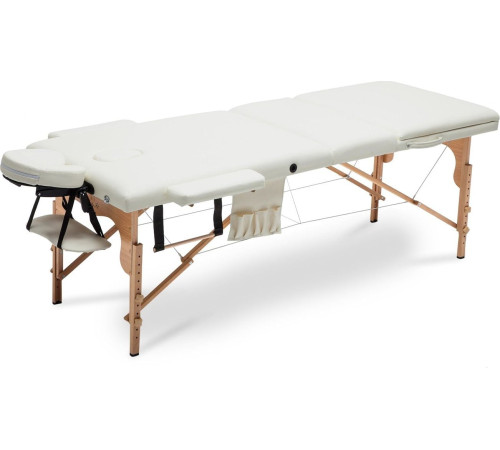 Масажний стіл Bodyfit XXL 3-сегментний дерев'яний, білий