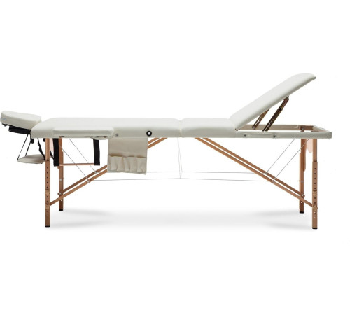 Масажний стіл Bodyfit XXL 3-сегментний дерев'яний, білий