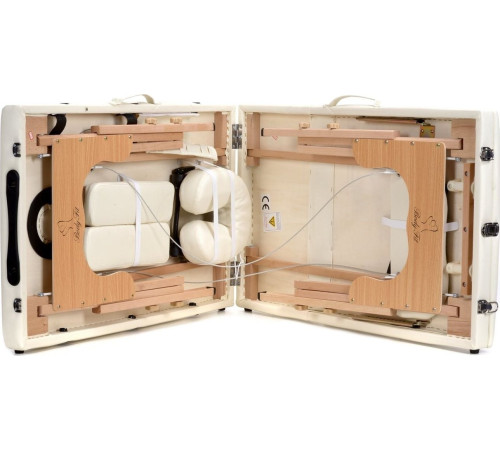 Масажний стіл Bodyfit XXL 3-сегментний дерев'яний, білий