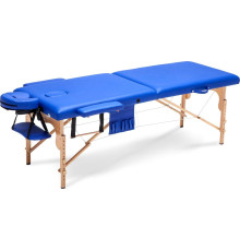 Масажний стіл Bodyfit XXL 2-секційний дерев'яний, синій