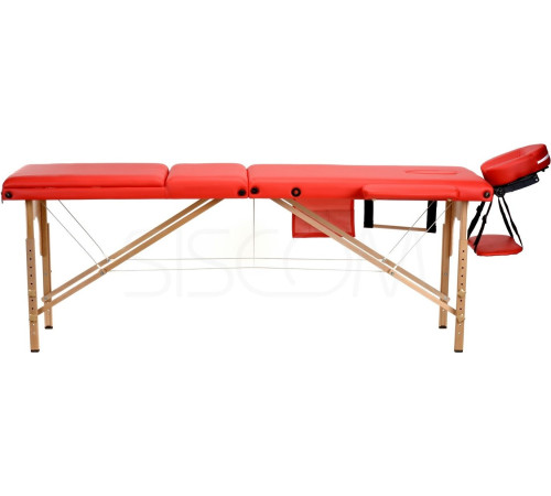 Масажний стіл Bodyfit 3-сегментний з аксесуарами, червоний