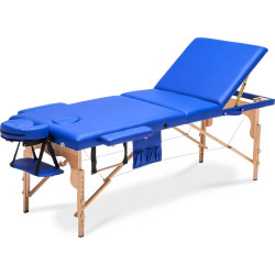 Масажний стіл Bodyfit XXL 3-сегментний дерев'яний, синій