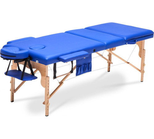 Масажний стіл Bodyfit XXL 3-сегментний дерев'яний, синій